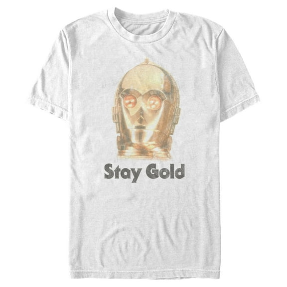 Men's Star Wars: The Rise of Skywalker C-3PO Stay Gold  Graphic Tee White Medium