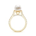 thumbnail image 3 of Rosec Jewels Cultured Freshwater Pearl Diamond Engagement Ring 7 Carat - Pearl Solitaire Ring for Women - AAA Quality, 14K Yellow Gold, US 8.00, 3 of 9