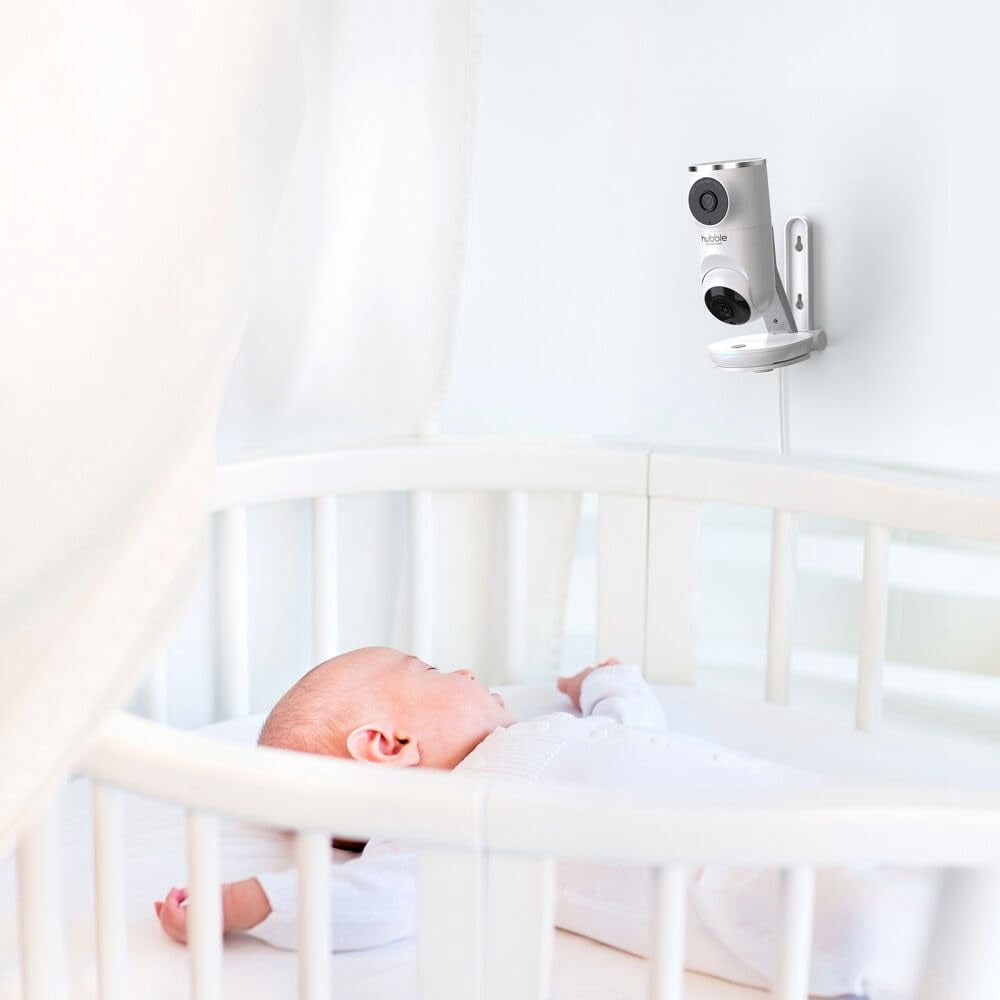 Hubble Connected Nursery Pal 1080p Video Baby Monitor with AI Motion Tracking, Wi-Fi, and LED Display, White