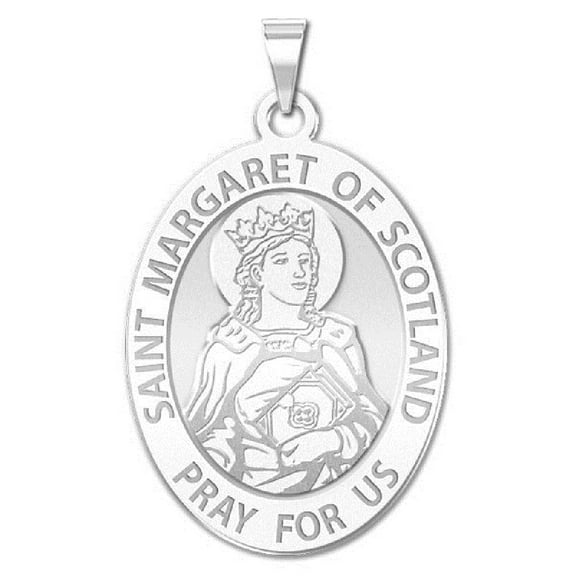 Picturesongold.Com Saint Margaret of Scotland-Oval Necklace Pendants Adult-1/2x2/3in Sterling Silver
