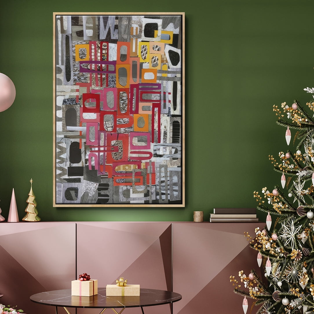 Christmas in the Sierras III - Framed Gallery Wrapped Holiday Canvas - 17 x 25 - Natural Wood Frame