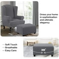 thumbnail image 4 of Ottoman Cover Slipcover Rectangle Fit Length 29"-34" Footrest Sofa Slipcovers Stool Cover Footstool Protector Covers Feature Stretch Thick Soft Jacquard Fabric Removable Washable - Grey Large, 4 of 5