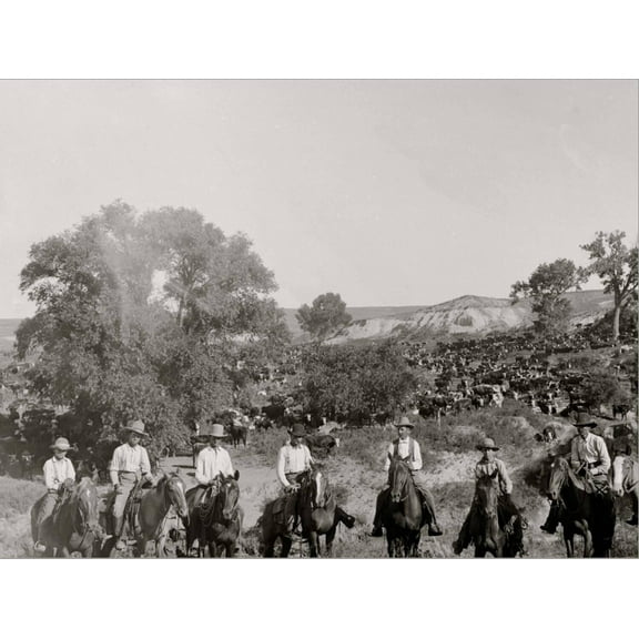 Art.com A Group of Texas Cowboys Stretched Canvas Print Wall Art, 16" x 12"