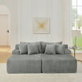 thumbnail image 4 of Two-Seater Lazy Sofa with 6 pillows, Velvet Fabric Compressed sofa with No Assembly Required, Fluffy Modern Lounge Chair for indoor living rooms and bedrooms, Gray, 4 of 10