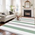 thumbnail image 3 of Fruit Green Grey Stripe Washable Living Room Rugs 5'x7', Classic Modern Low Pile Throw Large Area Rugs Non-Slip Sturdy Edge Binding Carpet for Dining Room Bedside Kitchen, 3 of 9