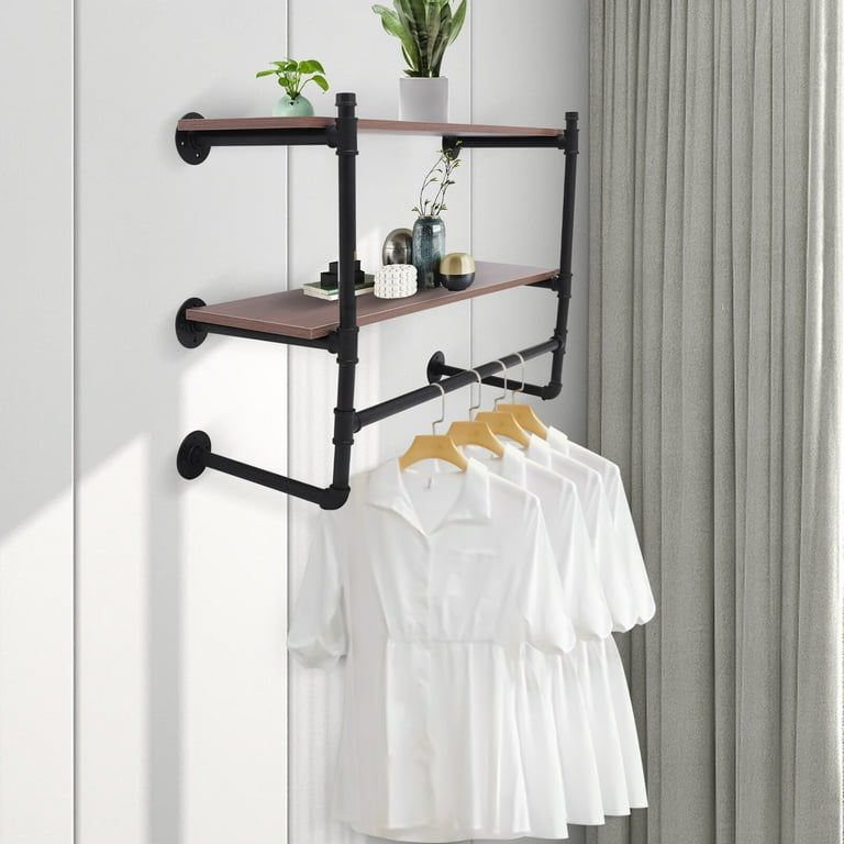 Floating shelves with clothes rail sale