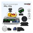 thumbnail image 3 of Báscula Digital Comercial Nevashel BC02 34 x 24 Cm hasta 40 kg 110/220v Blanco función Tare y botón zero, 3 of 9