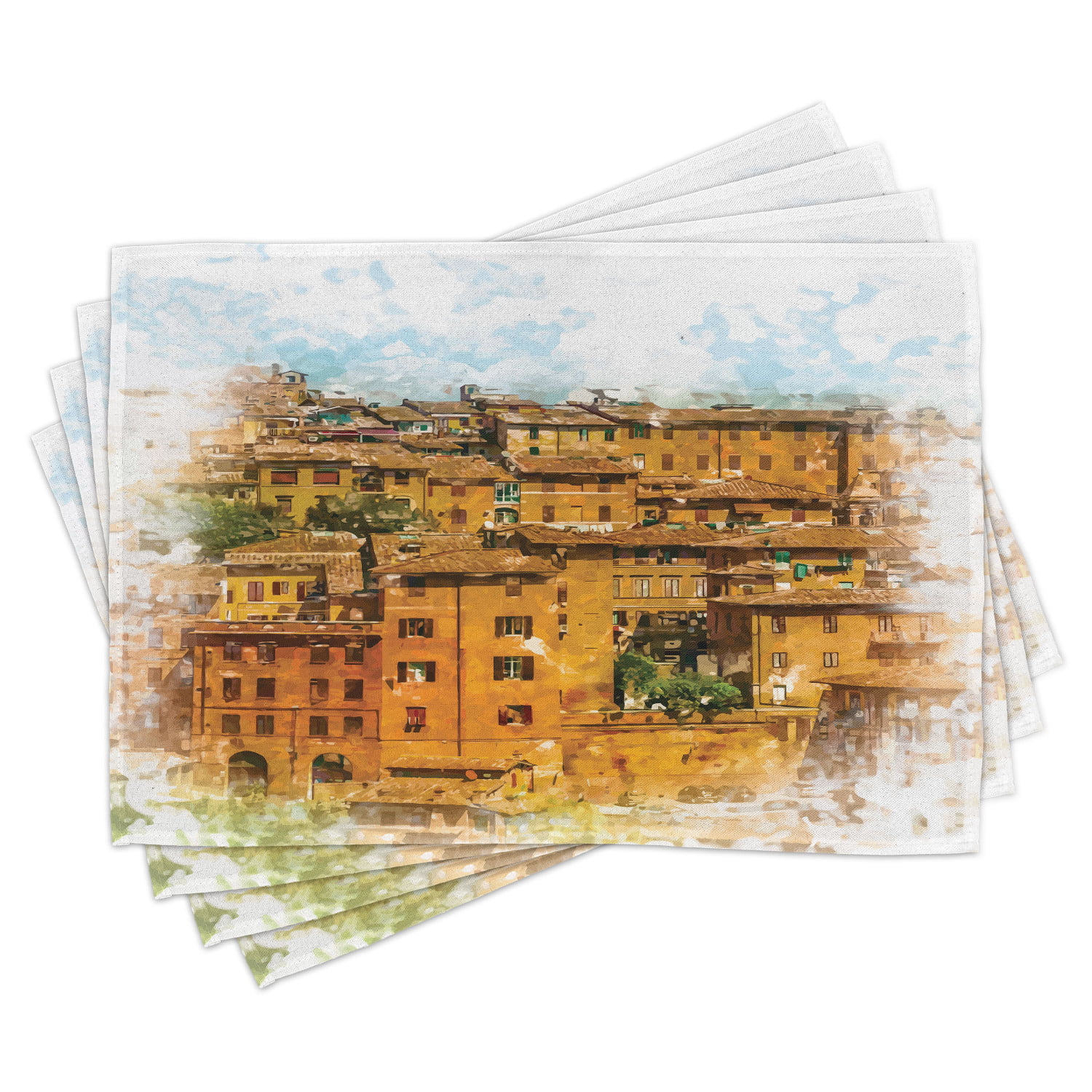 Placemats for Table Amazing Panorama of Sunset Table Mats Environmental PVC Non-Slip Heat Resistant Placemats for Dining Table for Kitchen Dinner Party,Set of 6 Washable