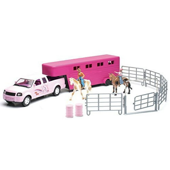 Camion Pink Pick Up Valley Ranch et Ensemble de Jeu Horse Trailer