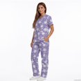 thumbnail image 2 of Kuiaobaty Cute Teeth Print Scrubs for Women Set Stretch Dentist Uniforms with 6 Pockets Comfort Medical Uniforms for Dental Staff, Purple, 2 of 5