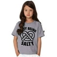 thumbnail image 3 of Busy Being Salty Pretzel Food Pun Crewneck T Shirts Boy Girl Teen Brisco Brands XS, 3 of 6