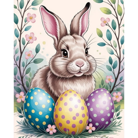 5D Diamond Painting Kits for Adults kids Beginners Paint By Diamond Set Round Full Drill Craft Diamond Art Painting Art Craft Painting Kit-Colored Egg Rabbit