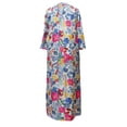 thumbnail image 4 of Womens Dresses Floral Print 3/4 Sleeve Crew Neck Button Front Dress Summer Casual Relaxed Fit A-Line Knee-Length Dress, 4 of 6