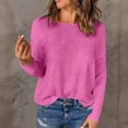 thumbnail image 2 of zbxnLI Women's Fall Tops Lightweight Knit Long Sleeve Basic Solid Color Pullover Sweater Womens Clothes, 2 of 8