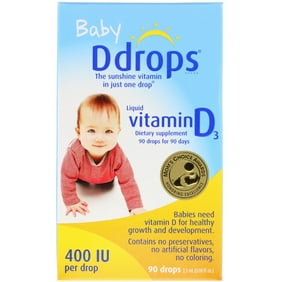 4 Pack Baby Ddrops Liquid Vitamin D3 400 Iu Dietary Supplement 90 Drops 25ml Ea