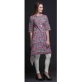thumbnail image 3 of Bimba White Stripe & Carnation Floral Printed Tops For Women Asymmetric Kurti Summer Dress For Girls Large, 3 of 6