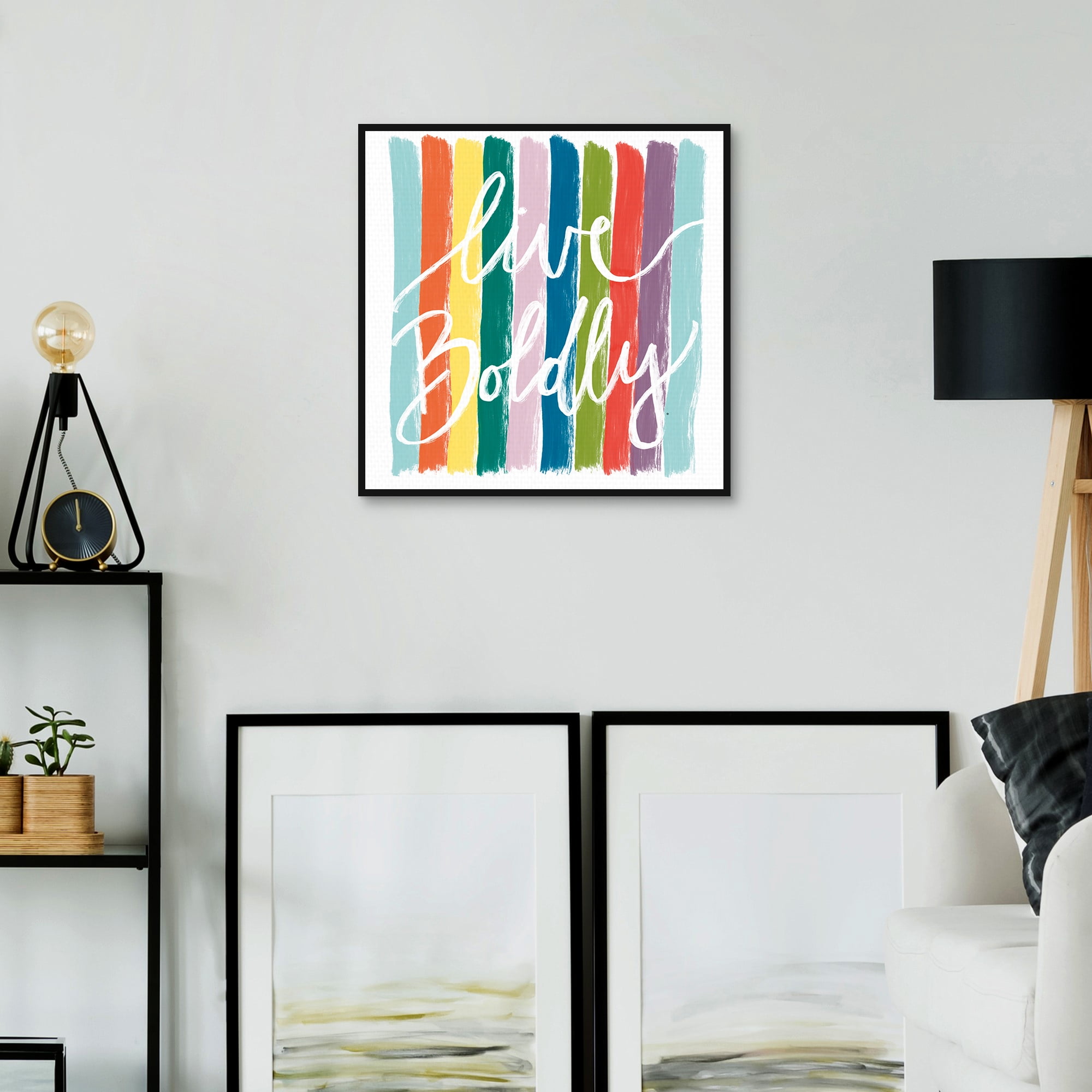 Live Boldly Stripes by Border Bloom Framed Canvas Art Print