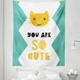 thumbnail image 1 of Blue Cat Tapestry, Funny Typographic Art Kitty with Happy Smiling Face Lettering Cartoon Style, Fabric Wall Hanging Decor for Bedroom Living Room Dorm, 5 Sizes, Multicolor, by Ambesonne, 1 of 1
