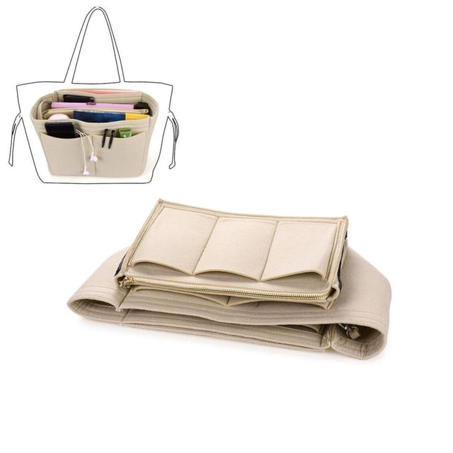 Organizador de bolsos, organizador de fieltro suavizado para bolsos, mejore su experiencia de bolso de lujo con múltiples compartimentos y cuerpo reforzado con cremallera para una apariencia limpia y
