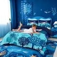thumbnail image 3 of meiyoeat Vintage Bohemian Shark Bedding For Boys,Kids Cartoon Sea Creature Duvet Cover Full,Navy Blue Reversible,3pcs(No Comforter), 3 of 6