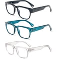 thumbnail image 1 of KoKoBin 3 Pack Retro Oversized Square Reading Glasses for Women Man, Blue Light Blocking Readers with Spring Hinge, 1 of 6