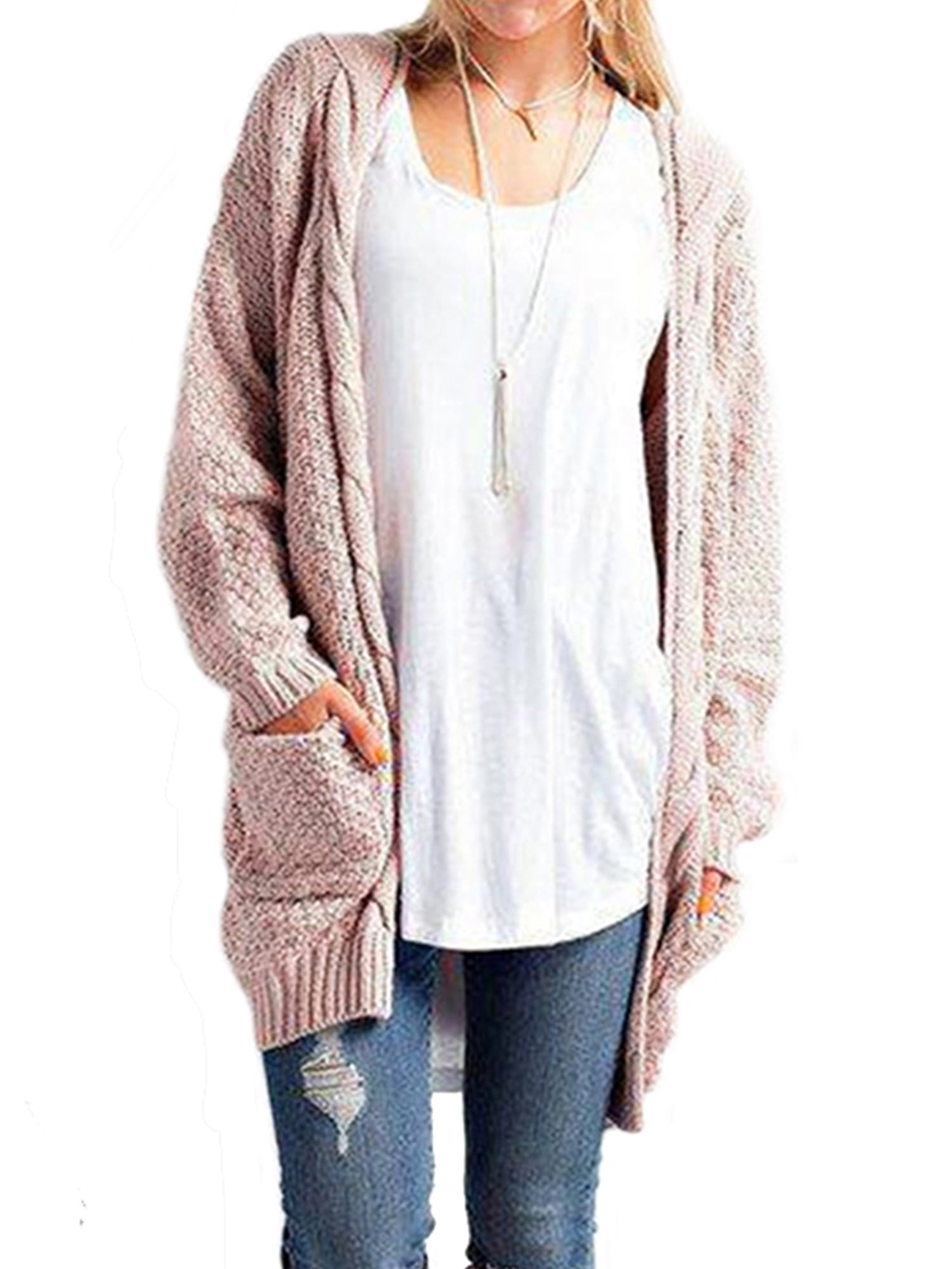 Women/'s Knitted Cardigan Belted Casual Long Sweater Ladies Jumper Coat Outwear