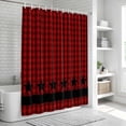 thumbnail image 6 of Red Black Plaid Bathroom Shower Curtains with 12 Hooks Polyester Waterproof Shower Curtain for Stalls and Bathtubs Country Vintage Star Abstract Gingham Decorative Bathroom Curtain 36x72 Inches, 6 of 9