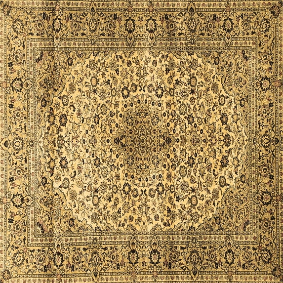Ahgly Company Indoor Square Medallion Brown Traditional Area Rugs, 7' Square
