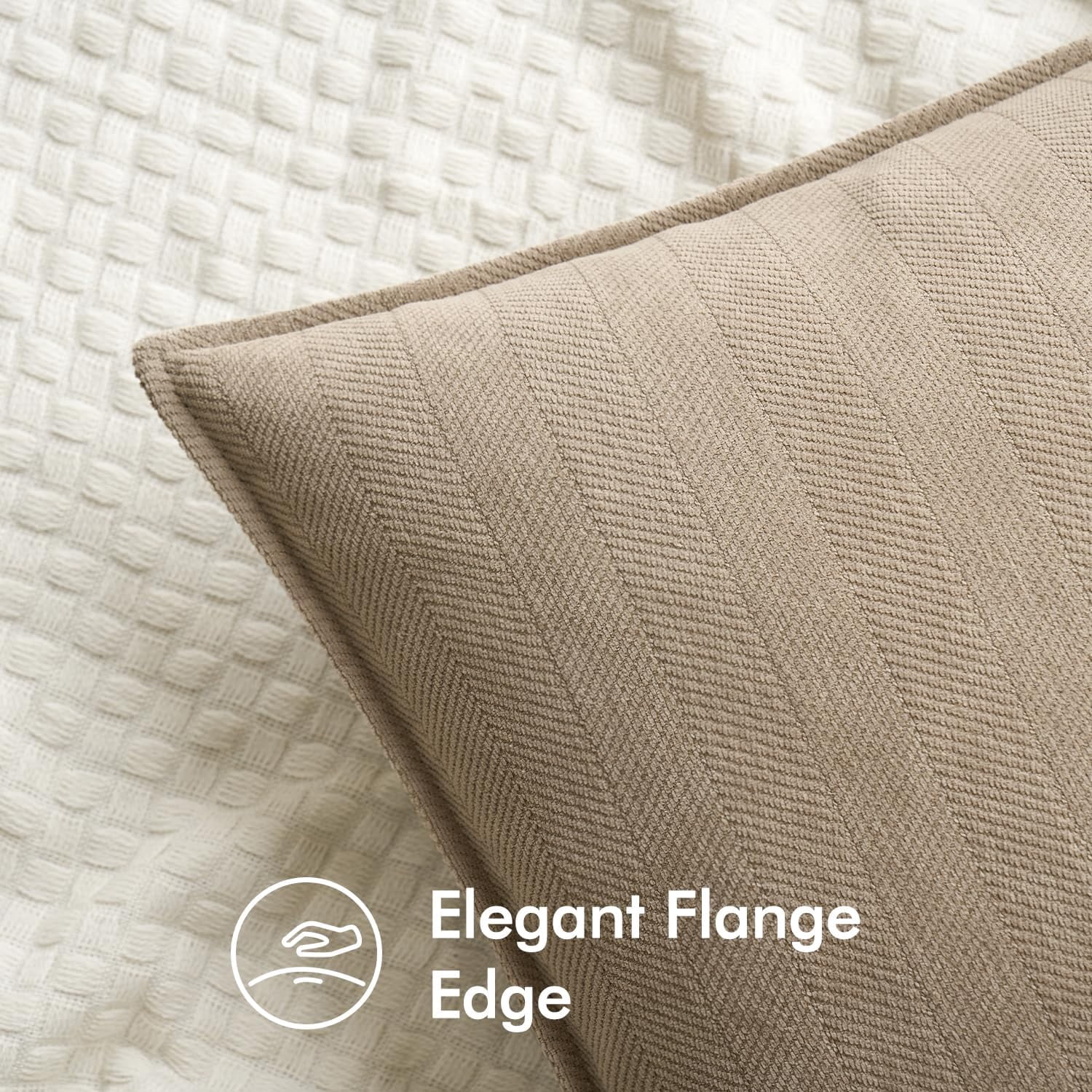 Pack of 2 Khaki 20x20 Inch Decorative Pillow Covers Soft Chenille Couch Throw Pillows Farmhouse Cushion Covers for Sofa Bedroom Living Room