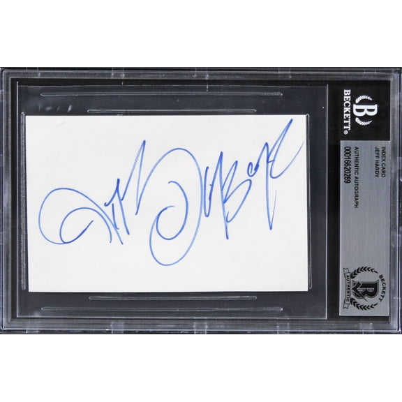 Collectible Jeff Hardy WWE Authentic Signed 3x5 Index Card Autographed BAS Slabbed