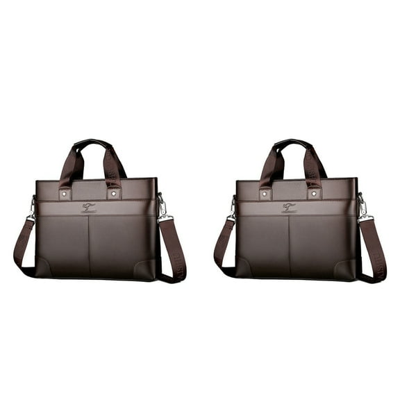 2X LINGZHIDAISHU Business Men'S Briefcase High-Quality Handbag Leather Men'S Laptop Bag Messenger Bag Men Brown