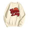 thumbnail image 3 of Arlun Sweatshirts for Women Fashion Game Day Letter Printed Basketball Graphic Sweatshirt Long Sleeve Loose Cozy Crewneck Pullover Tops Beige L, 3 of 3