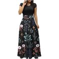 thumbnail image 5 of SMihono Robe Maxi Bohème d'Été pour Femmes Grande Taille Robe d'Été Colorée à Imprimé Floral pour Femmes Robes à Manches Courtes Robe Maxi Décontractée de Plage Robe Évasée de Plage, 5 of 5