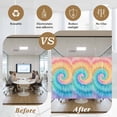 thumbnail image 5 of Colorful Tie Dye Window Privacy Film, Rainbow Ombre Abstract Pattern Art Static Cling UV Sun Blocking Heat Control Window Tint Day and Night, Non-Adhesive One Way Windows Privacy Cover 23.6''x59'', 5 of 7