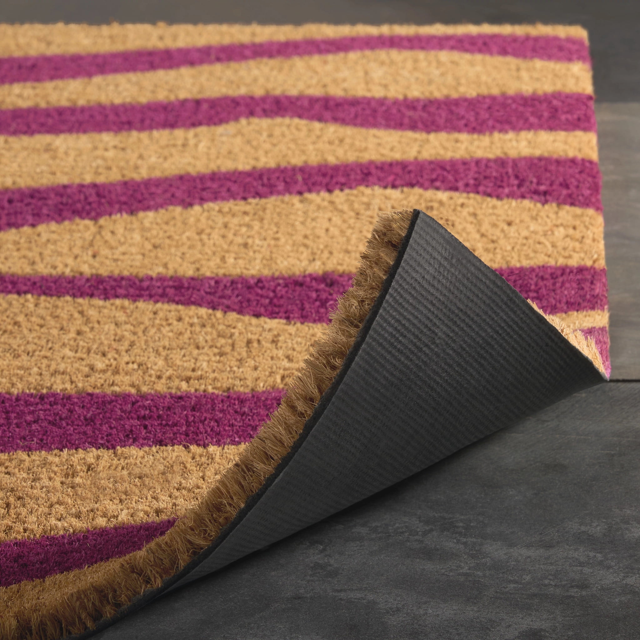 TOWN & COUNTRY TERRA Ravine Abstract Mountain Outdoor Door Mat, Natural Coir, Heavyweight, Non-Slip Entryway Mat, Purple, 24"x36"