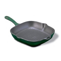 Paderno World Cuisine Chasseur Cast-Iron Square Grill with Cast-Iron Handle Red