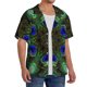 thumbnail image 2 of Balery Peacock Feathers Camisa Casual de Manga Corta con Botones para Hombre, Texturizada, Estilo Cubano, para Playa, Verano-Medium, 2 of 5