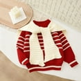 thumbnail image 4 of Blusas y camisas de cuello redondo y manga larga para niñas y niños Otoño e Invierno Suéter de punto de manga larga con diadema a rayas y chal Top de poliéster para niños, 4 of 6