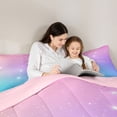 thumbnail image 5 of jejeloiu Pastel Star Pattern Queen Comforter Set Kids,Dreamy Print Bedding Comforter Set For Girls,Reversible,3pcs, 5 of 8