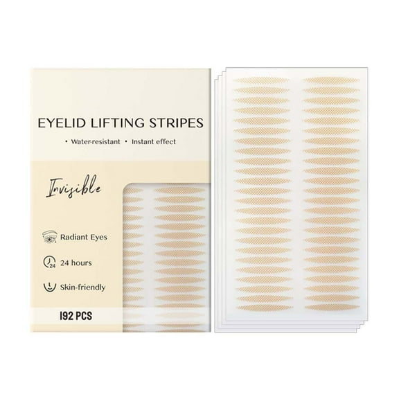 HHBEAUTY Double Eyelid Tape-Breathable, Invisible Eyelid Tape Lifter Strips, Hypoallergenic Fiber, Ultra-Thin Long-Lasting Double Eyelid Tape, Suitable For Hooded, Droopy, Monolids, 192PCS