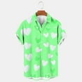 thumbnail image 2 of ZCFZJW Hawaiian Shirt for Men Loose Regular Fit Casual Valentine Day Heart Pattern Print Short Sleeve Button Down Graphic Beach Holiday T-Shirts Tops Green M, 2 of 4