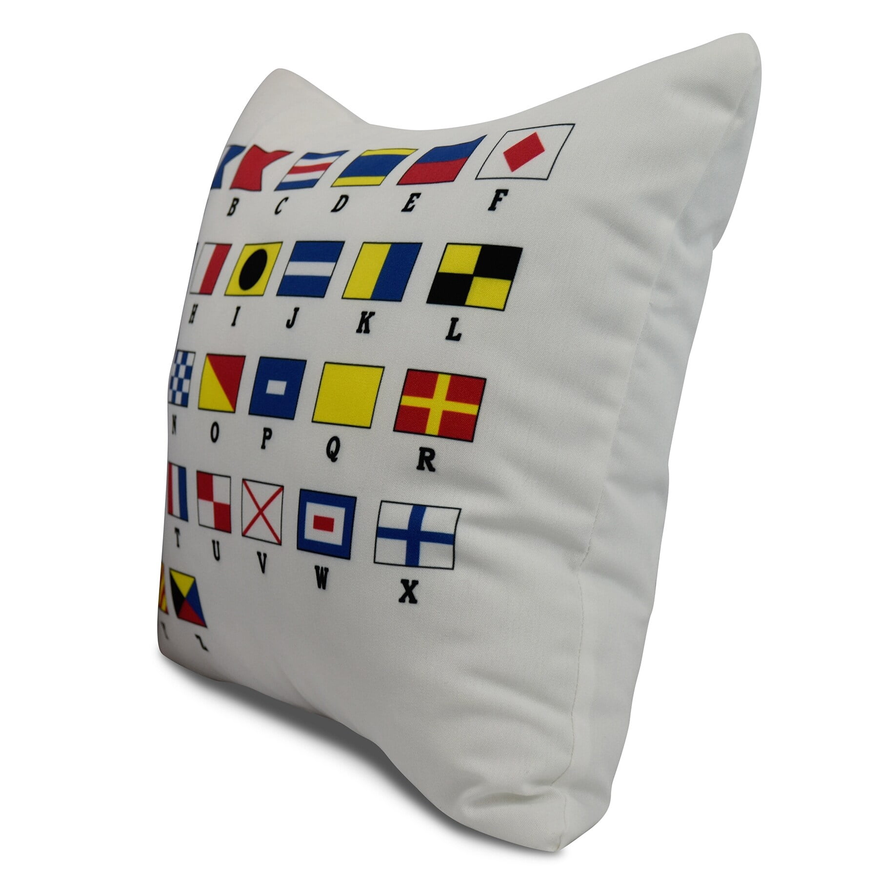 Simply Daisy, 18" x 18" Multi Smaller Letters, Geometric Print Outdoor Pillow, Red