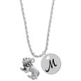 thumbnail image 1 of Delight Jewelry Silvertone 3-D Lion Silvertone Script Initial Disc - M - Charm Necklace, 20"+3", 1 of 4