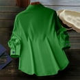 thumbnail image 5 of UVEASISHA Casual Business Tops for Women Long Sleeve Lapel Button Down Shirts Regular Fit Office Work Blouse Green XXL, 5 of 7