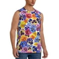 thumbnail image 2 of Bixox Men's The Garden Tricolor Pansy Flower Printed Shirt Sleeveless Fitness Tank Top-Large, 2 of 7