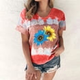thumbnail image 2 of Hauts pour Femmes Décontractés Été Manches Courtes Tunique Ample T-Shirts Chic Henley Col Rond Mode Imprimé Blouses Basiques, 2 of 4