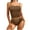 Coffee, variant on Summer Women's Split Solid Color Charming Skinny Backless Bikini Swimsuit Athletic Tennis Swimwear