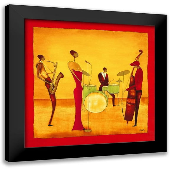 Ona 12x12 Black Modern Framed Museum Art Print Titled - Jazz Band