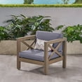thumbnail image 2 of Jopath Outdoor Club Chair with Slatted Seating and Cross-Back, Accent Chair with Cushion for Patio Balcony Garden Grey, 2 of 9