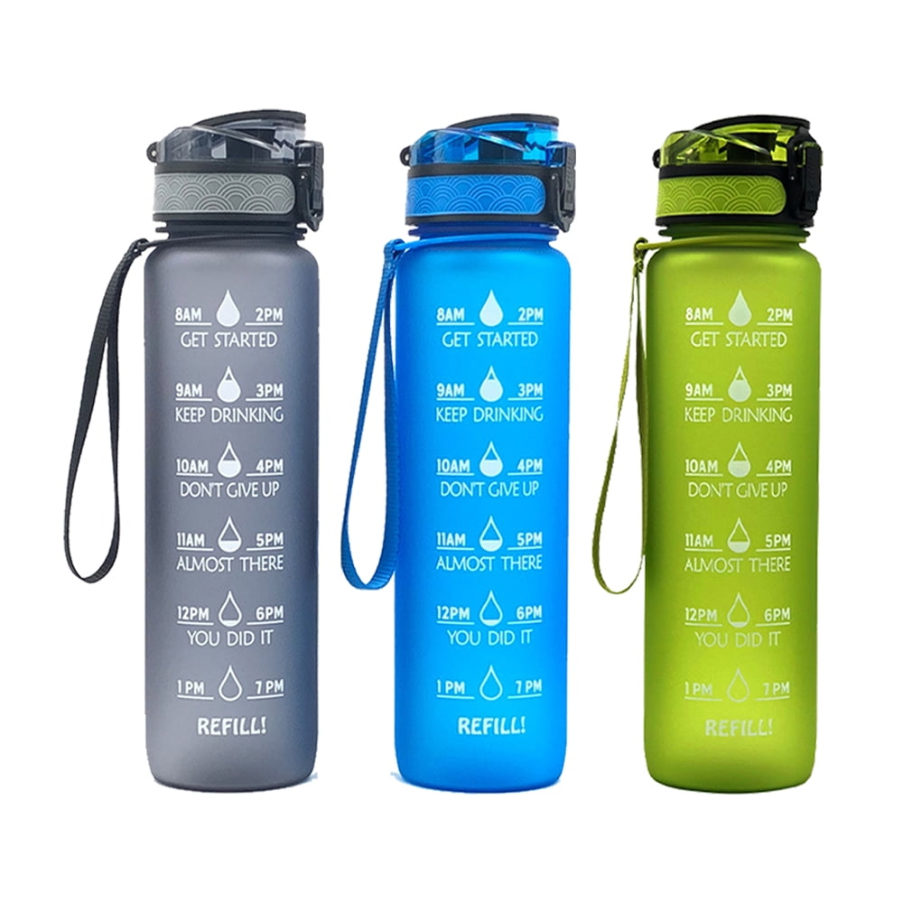 Doseno Gym Water Bottles for Men with Time Marker, 68 OZ Sport Water Bottle  for Gym